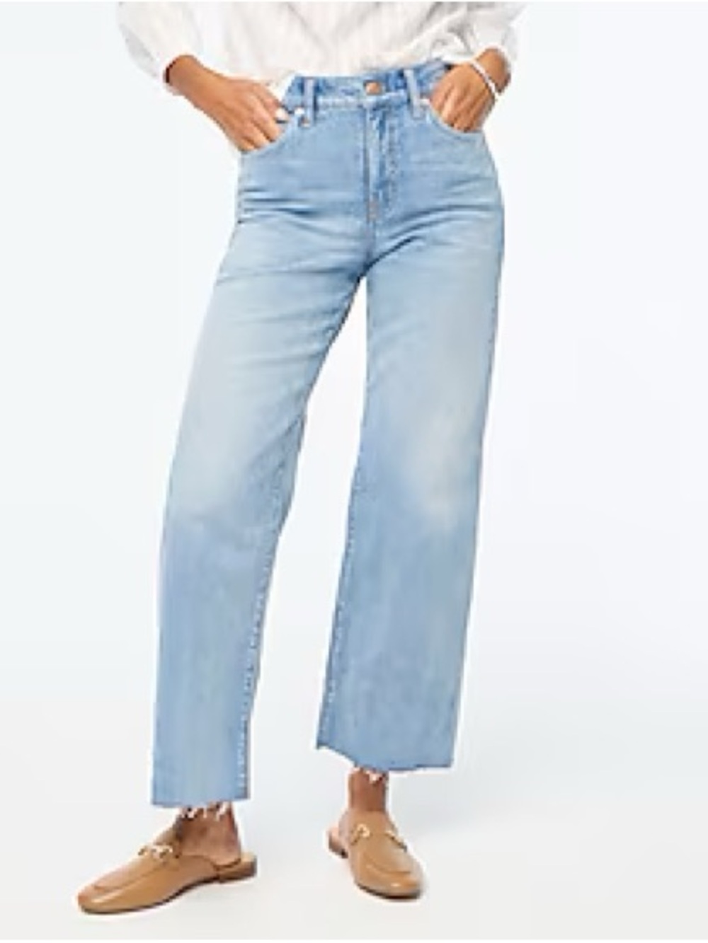J. Crew Factory Light Blue Wide-Leg Cropped Jeans 31 Long